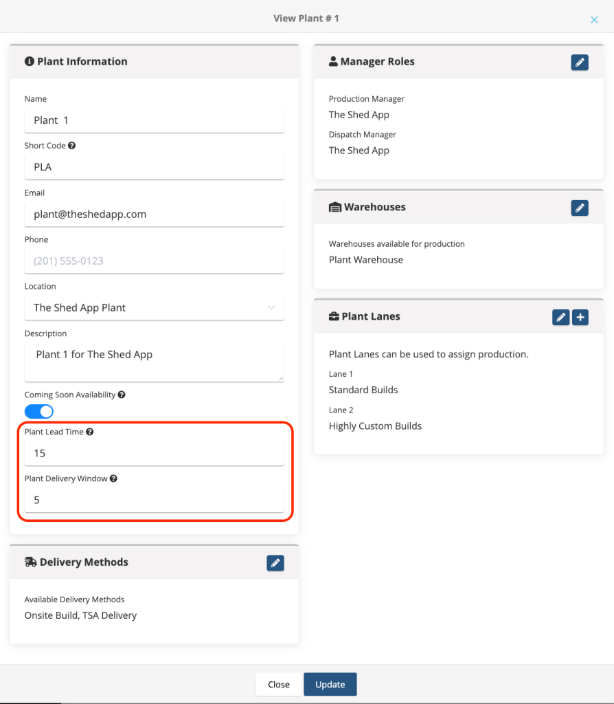 How To Set Lead Times per Plant